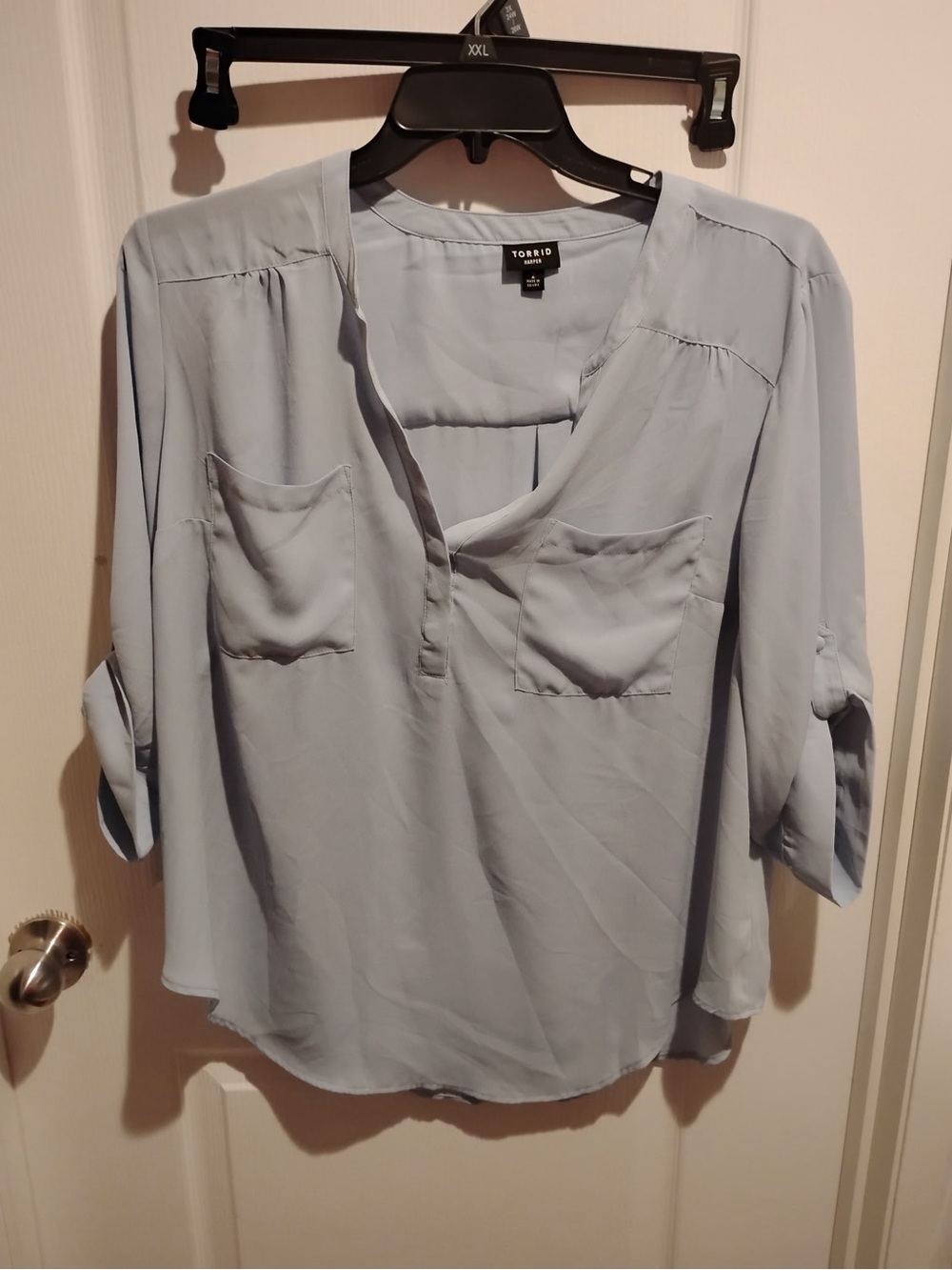 torrid Light Blue V-Neck Pullover Blouse